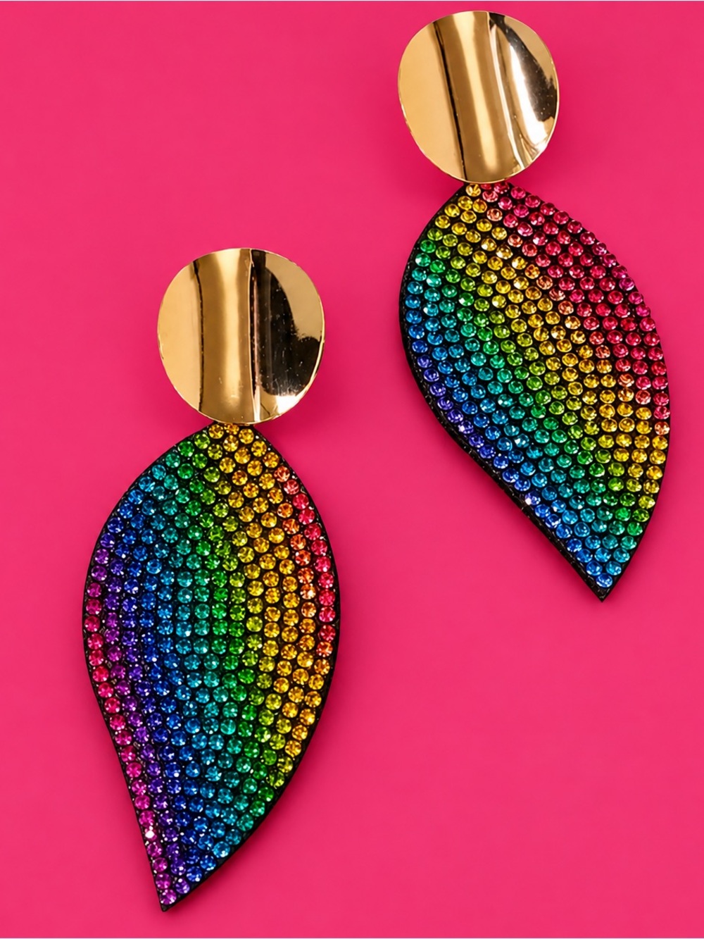 Rainbow Ombré Leaf Earrings